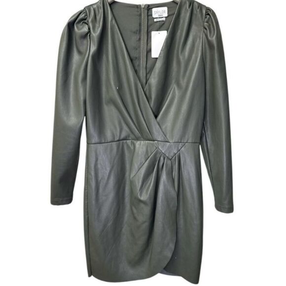 #700 SAYLOR Veronica Vegan Leather Wrap Dress Retail $247 - Picture 5 of 16